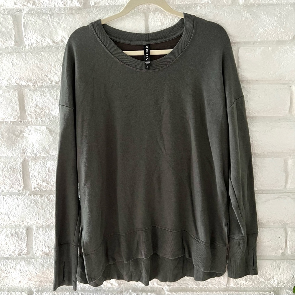 Athleta Dark Olive Sweatshirt Size S 12